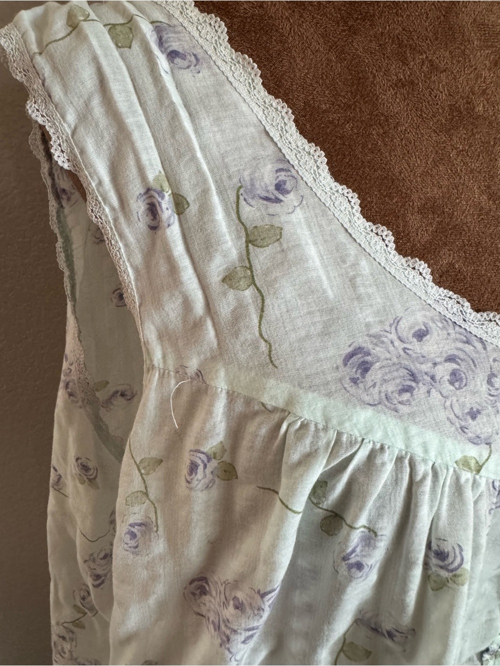 Vintage Barbizon Floral Maxi Nightgown Cotton Poly Blend Lace Trim Cottagecore - Picture 8 of 14